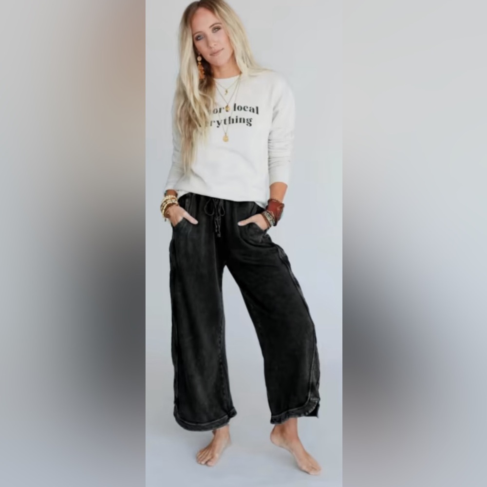 Three Bird Nest Black Wide Leg Pants